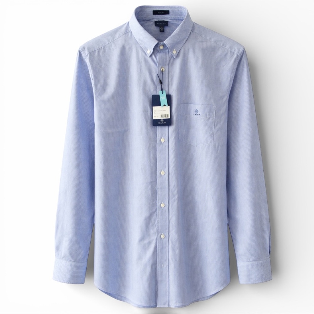 GANT NWT Blue Stripe Button Down Shirt XXL Cotton Regular Fit